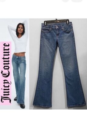 Juicy Couture Low Rise Flare Jeans Size 28 Blue Y2K Bootcut Classic Fit